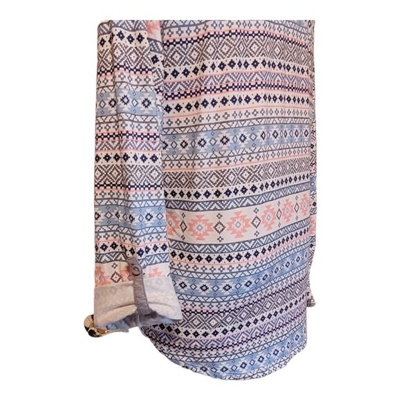 Cuddl Duds Long Sleeve Pajama Colorful Aztec Womens Top Size Small - Picture 6 of 9